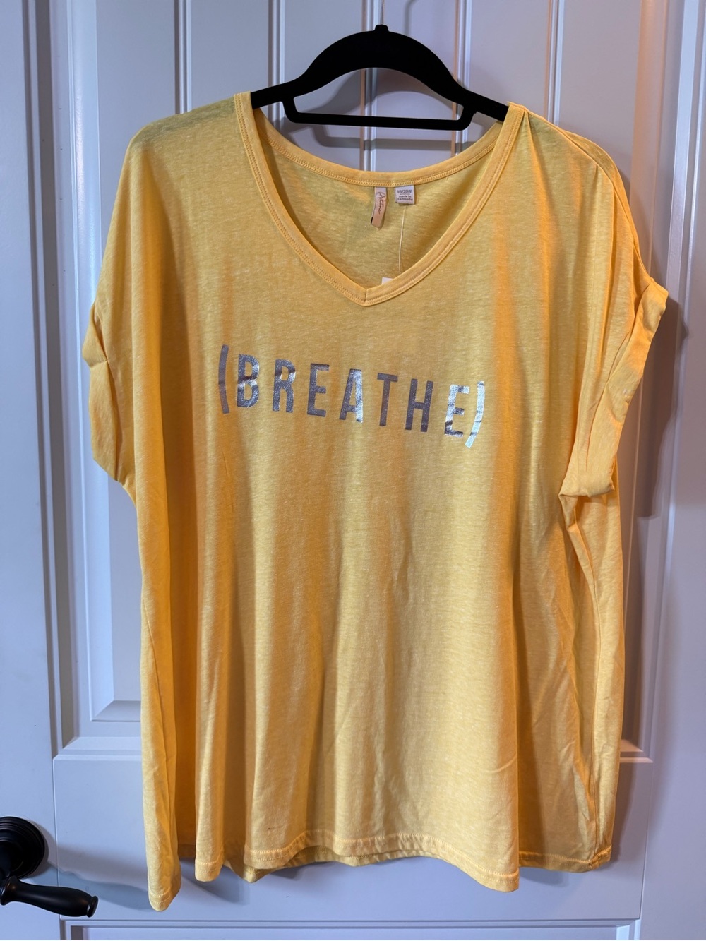 Cato Yellow 'BREATHE' V-Neck Tee